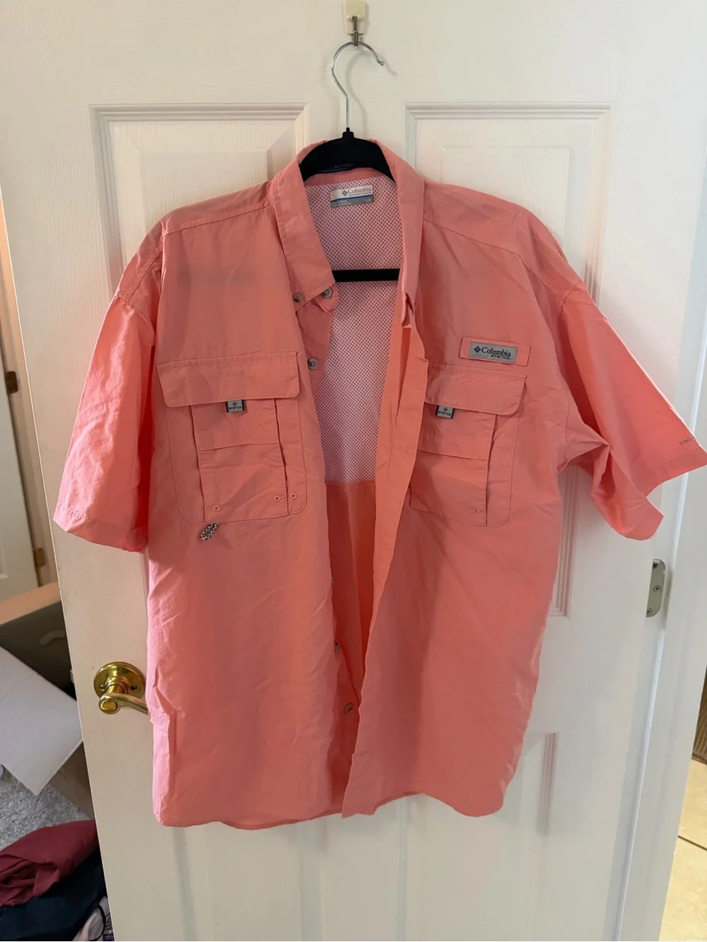 Columbia Men’s Short-Sleeve Fishing Shirt - Coral Pink